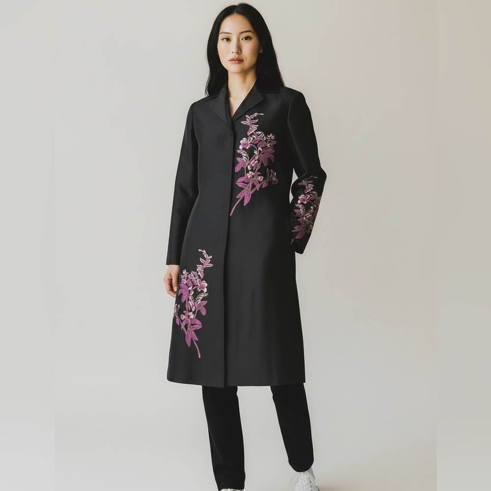 Bloomingdale's Embroidered Silk Blazer Coat